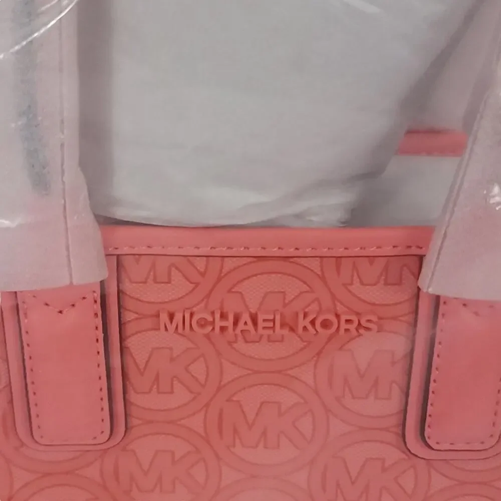 Michael Kors Small Tote Bag The Jodie Jacquard Pink Grapefruit